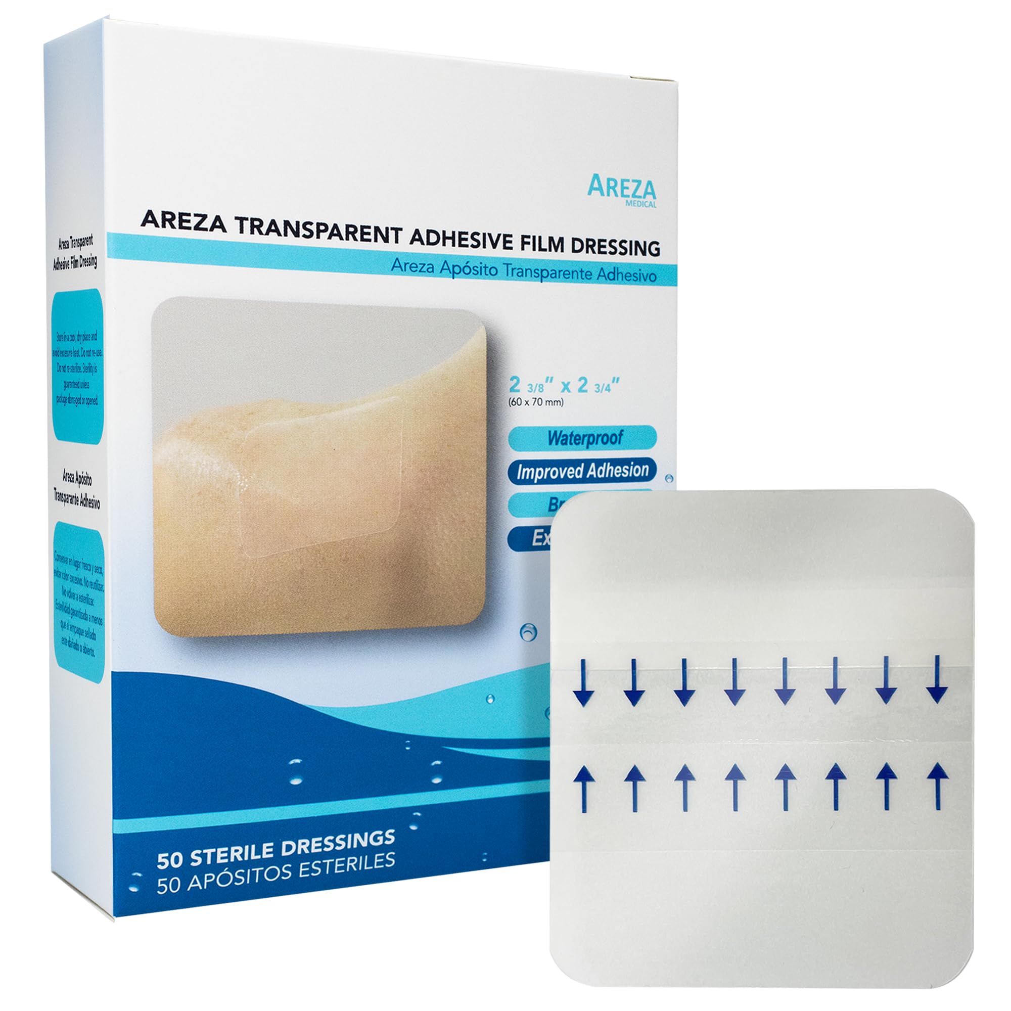 Amazon.com: Areza Medical Transparent Adhesive Film Dressing - 2" x 2 -  Showerproof Waterproof Bandage Protector - Clear Breathable Dressing for  Wound Care, Tattoo Aftercare, Post-Surgical Protection - 50 PCS : Health &  Household