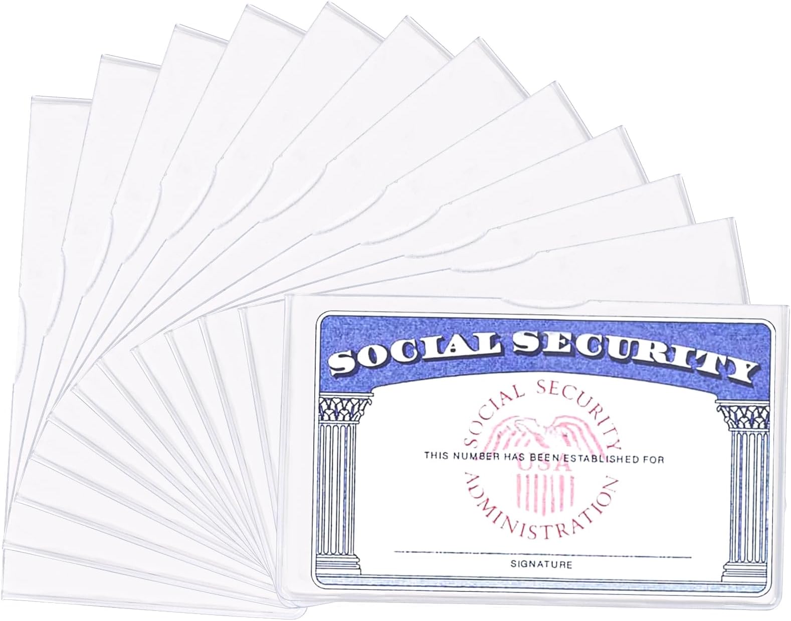 12Pcs Social Security Card Protector Waterproof Plastic Card Holder，Clear Adhesive Pockets for Protector ID, Credit，Social Security