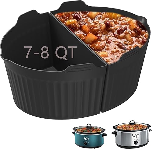 Miniatura 8 de Horuhue Forros de silicona aptos para ollas de barroollas lentas de 7 a 8 cuartos de galón, inserto divisor de cocción lenta compatible con