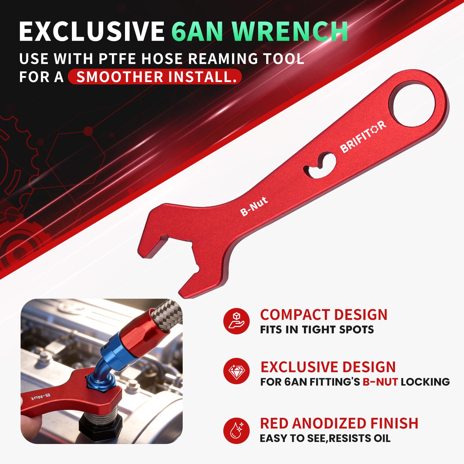 PTFE Fuel Line Hose Assembly Tool 4AN 6AN 8AN 10AN Reaming & Separate Black Red