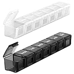 Sukuos Extra Large Weekly Pill Organizer 2 Pcs, Easy to Open Daily Pill Box 7 Day Medicine Cases for Vitamin, Fish Oils or Supplements (Black&White)