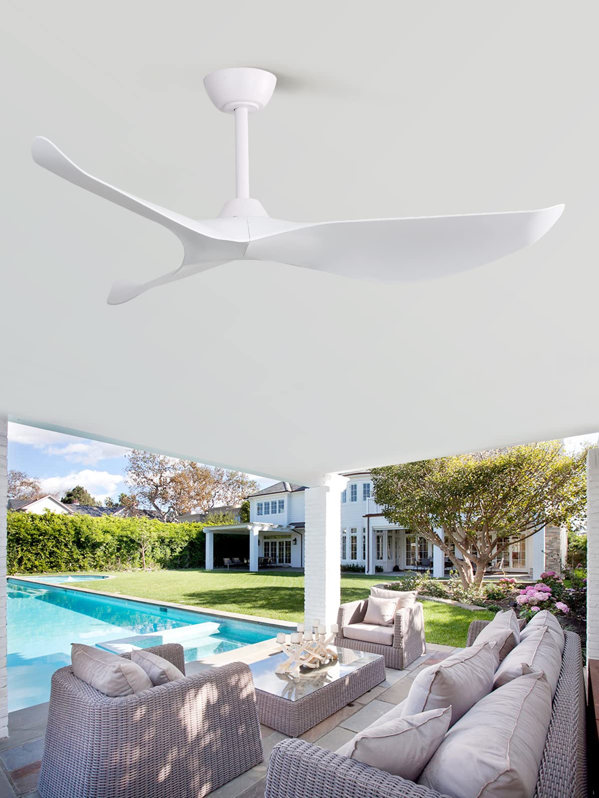 Sofucor Ceiling Fan Without Light, 52 Inch Low Profile Flush Mount Modern Ceiling Fan with Remote for Indoor Farmhouse Bedroom Living Room Outdoor