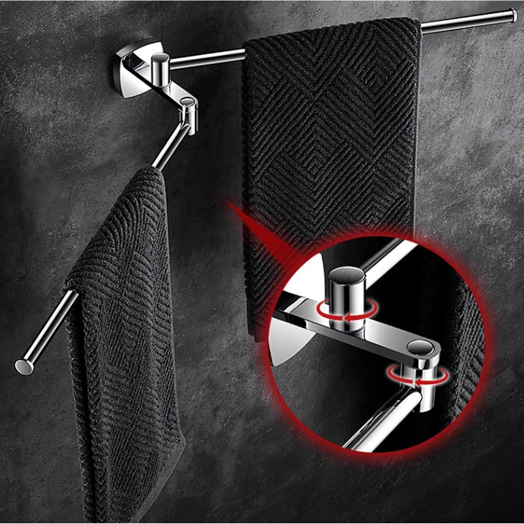 Toallero Giratorio para Baño, Barra De Toalla De Acero Inoxidable De 4 Brazos, Soporte De Toalla Montado En La Pared Que Ahorra Espacio con Gancho H