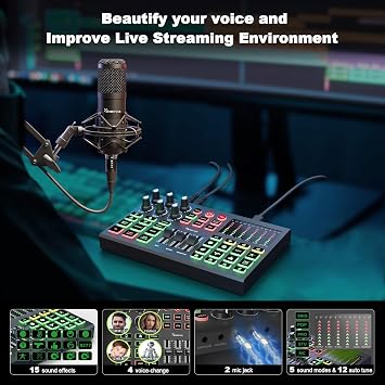 Podcast Equipment Bundle for 2,Dual Condenser mics with Audio Interface-V1
