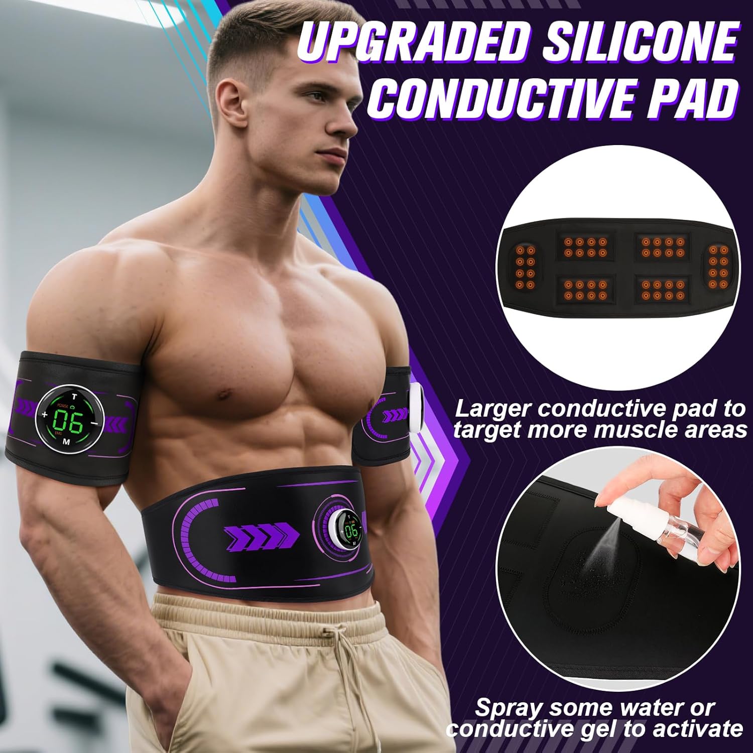 Electronic Muscle Stimulator With Tens &Amp; Pms, Ab Belt Stimul...