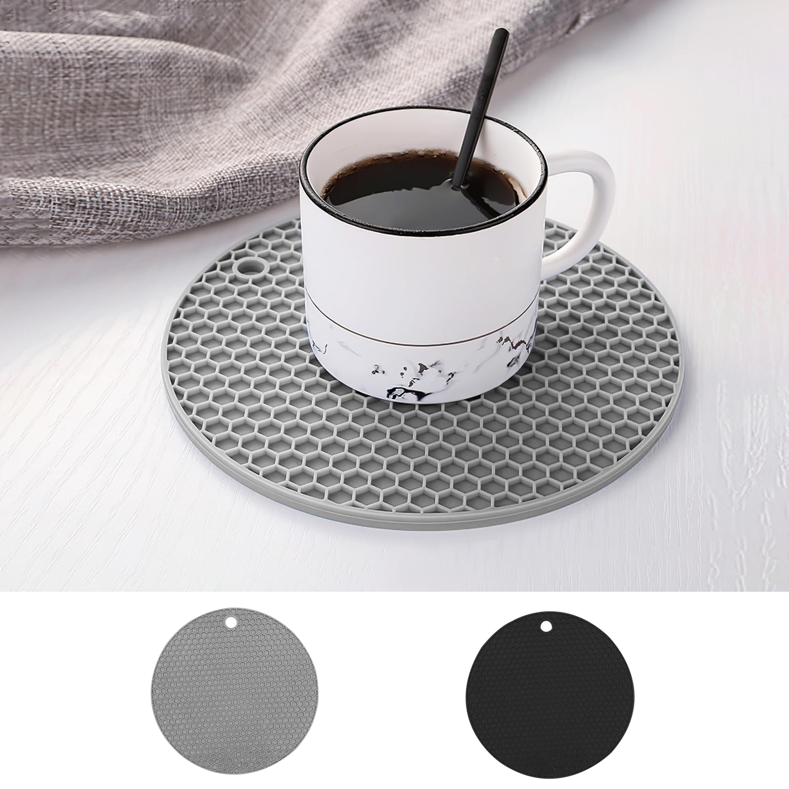 2 Pcs Round Trivet Mat Set for Non Slip Hot Pad for Kitchen Table and Countertop Use for Home Cooking and Dining (Multicolor) Multicolor 6.8X0.4X0.4inch