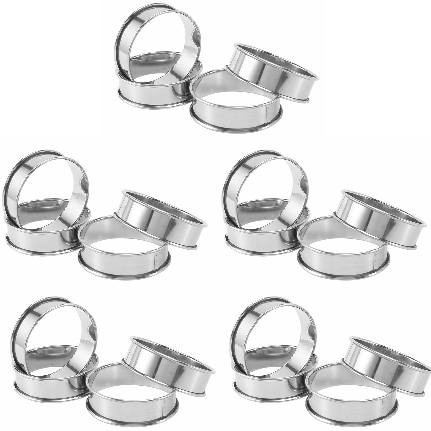 Hndhbfgrt 20X Double Rolled Tart Rings, English Muffin Rings Professional Crumpet Rings