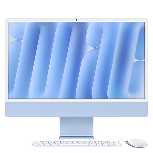 Apple iMac All-in-One Desktop Computer with M4 chip with 10-core CPU and 10-core GPU: Built for Apple Intelligence, 24-inch Retina Display, 24GB Unified Memory, 512GB SSD storage; Blue - Blue - 512GB SSD - Standard glass - 24GB RAM
