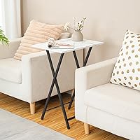 Vista 5 de HOOBRO Bandeja plegable para TV, mesa de aperitivos estable para espacios pequeños, mesa auxiliar portátil para sofá, fácil montaje