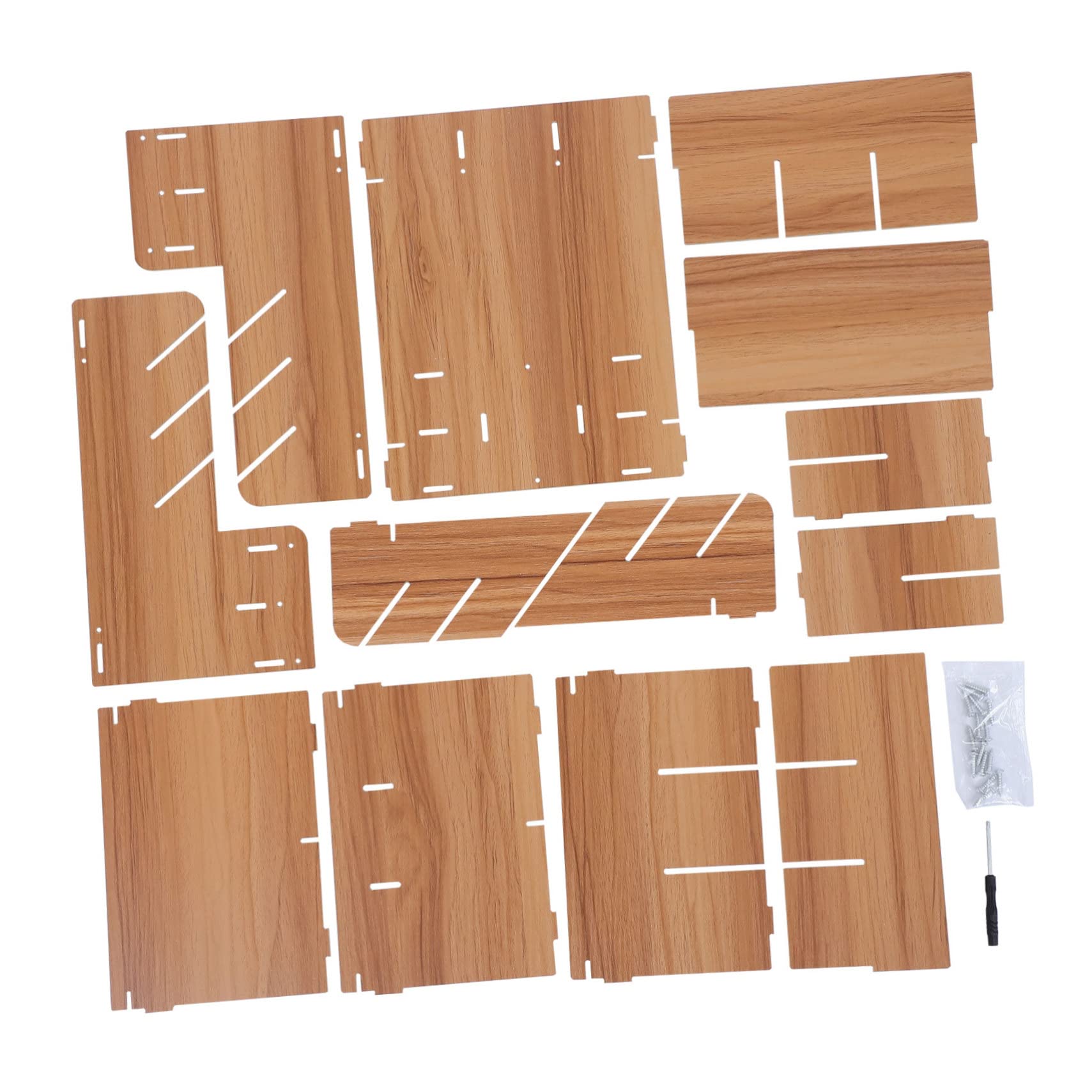 Organiseur de bureau en bois avec rangement documents et porte-stylos