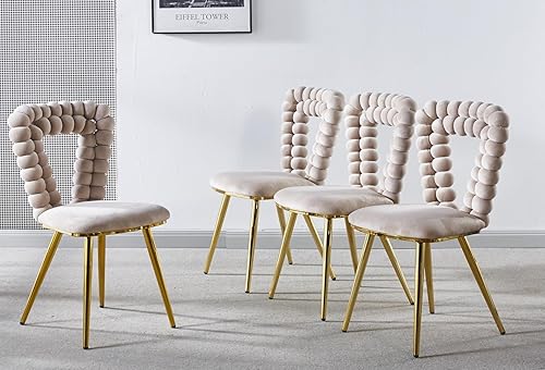 Juego de 4 sillas de comedor modernas con patas de tubo de hierro, cómoda silla con respaldo, sillas de café tapizadas de estilo minimalista para