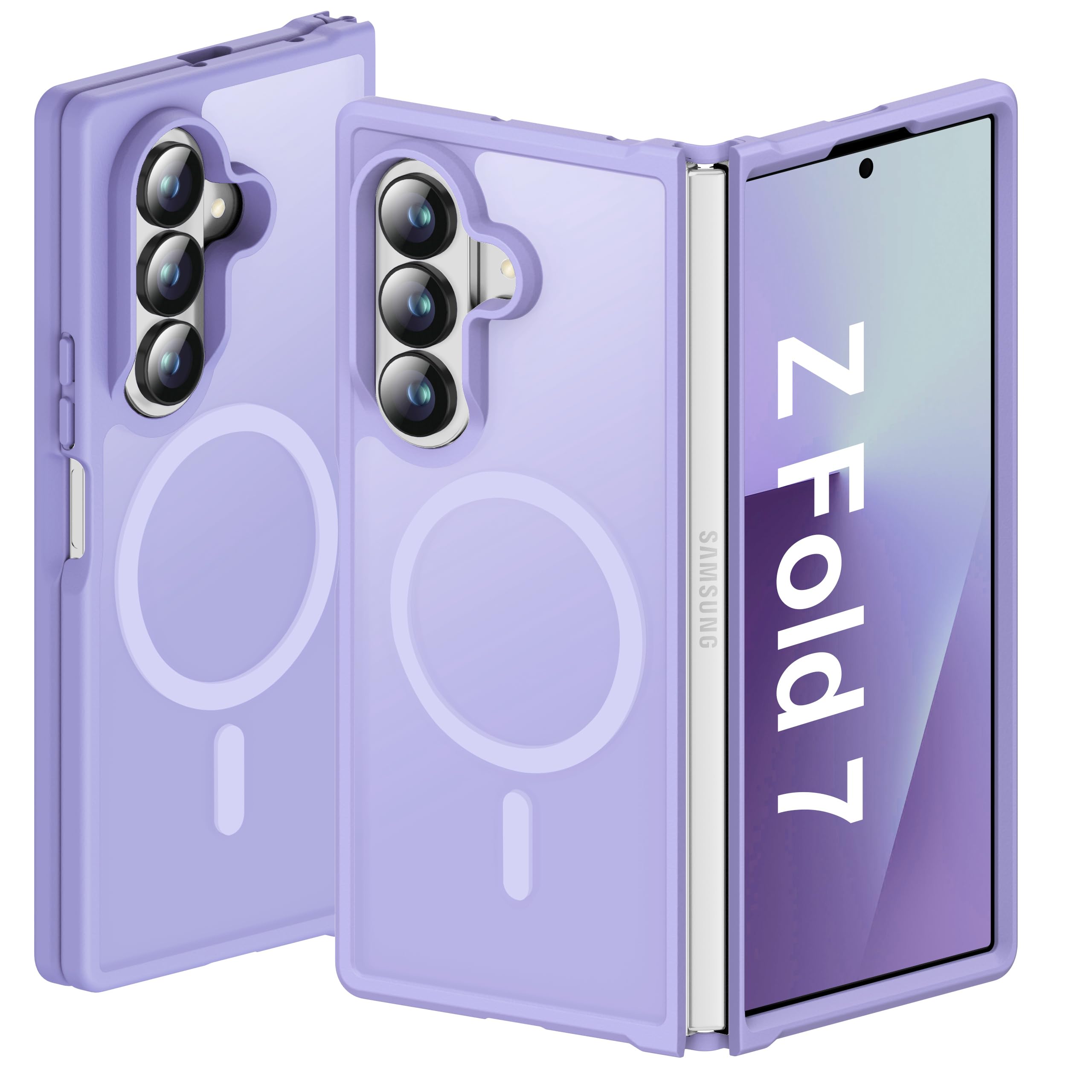 ORETECH 3 in 1 Magnetic for Samsung Galaxy Z Fold 7 Case Light Purple