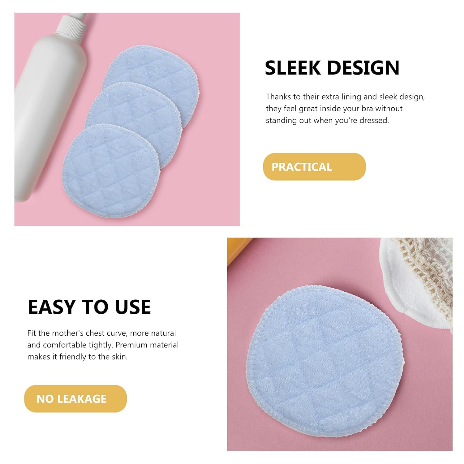Reusable Nursing Pads Washable Breast Pads for Lactation Period with 6-Layer Light Blue Design, Supple Cushions for Maternity, 30pcs Set
