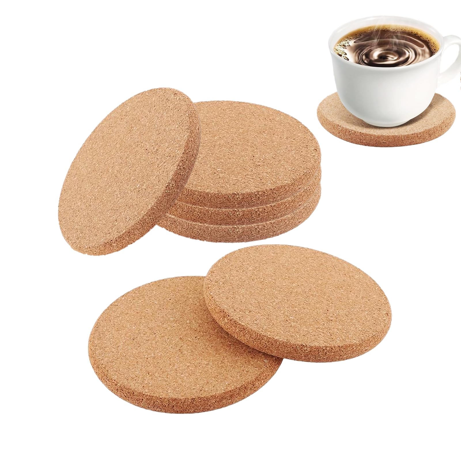Lot de 6 dessous de plat en liège - Diamètre : 10 cm - Ronds - Antidérapants - Résistants à la chaleur - Pour casseroles, plats à gratin et poêles