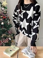 Vista 5 de CYee Y2K - Suéter holgado para niñas del centro de la ciudad, ropa de estrella gótica emo, ropa de hada, Grunge Alt, suéter vintage coqueta