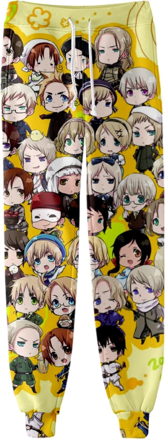 ISaikoy Anime Axis Powers Hetalia Pants Trousers Gym Joggers Drawstring Cosplay Costume Sweatpants