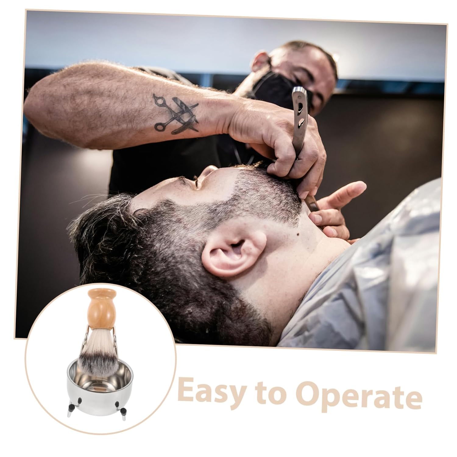 Men's Shaving Brush Set Stainless Steel Bowl Brush and Stand -one Grooming Solution Ergonomic Design