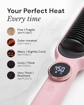 L'ANGE HAIR Smooth It 2-in-1 Hair Straightener Brush with Digital Temperature Dial Up to 450F | Frizz Control Straightening Comb | Quick Styling Hot Brush for All Hair Types | Auto Shut-Off | Blush
