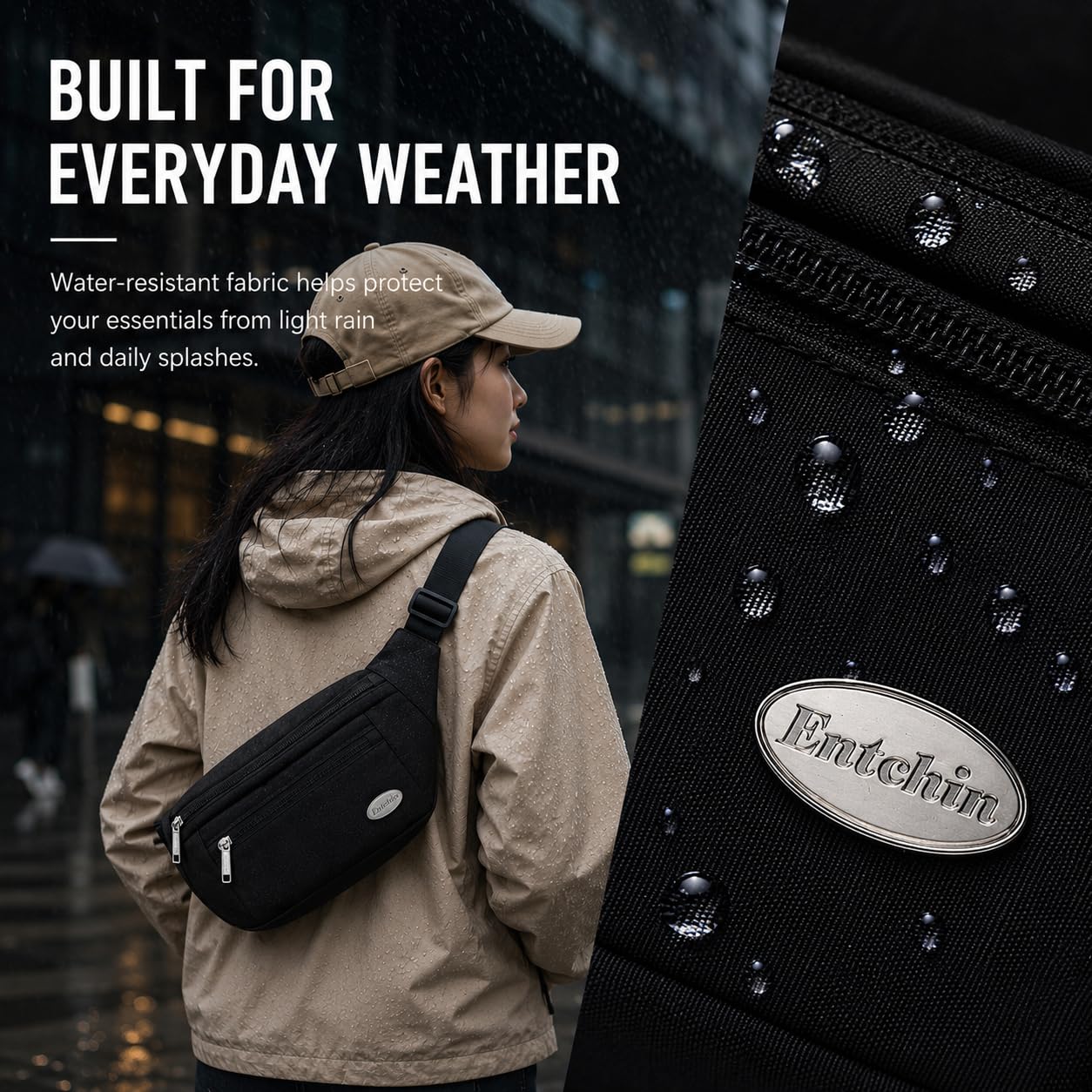 Amazon.com : Entchin Water-Resistant Fanny Pack, 4-Zipper Belt Bag