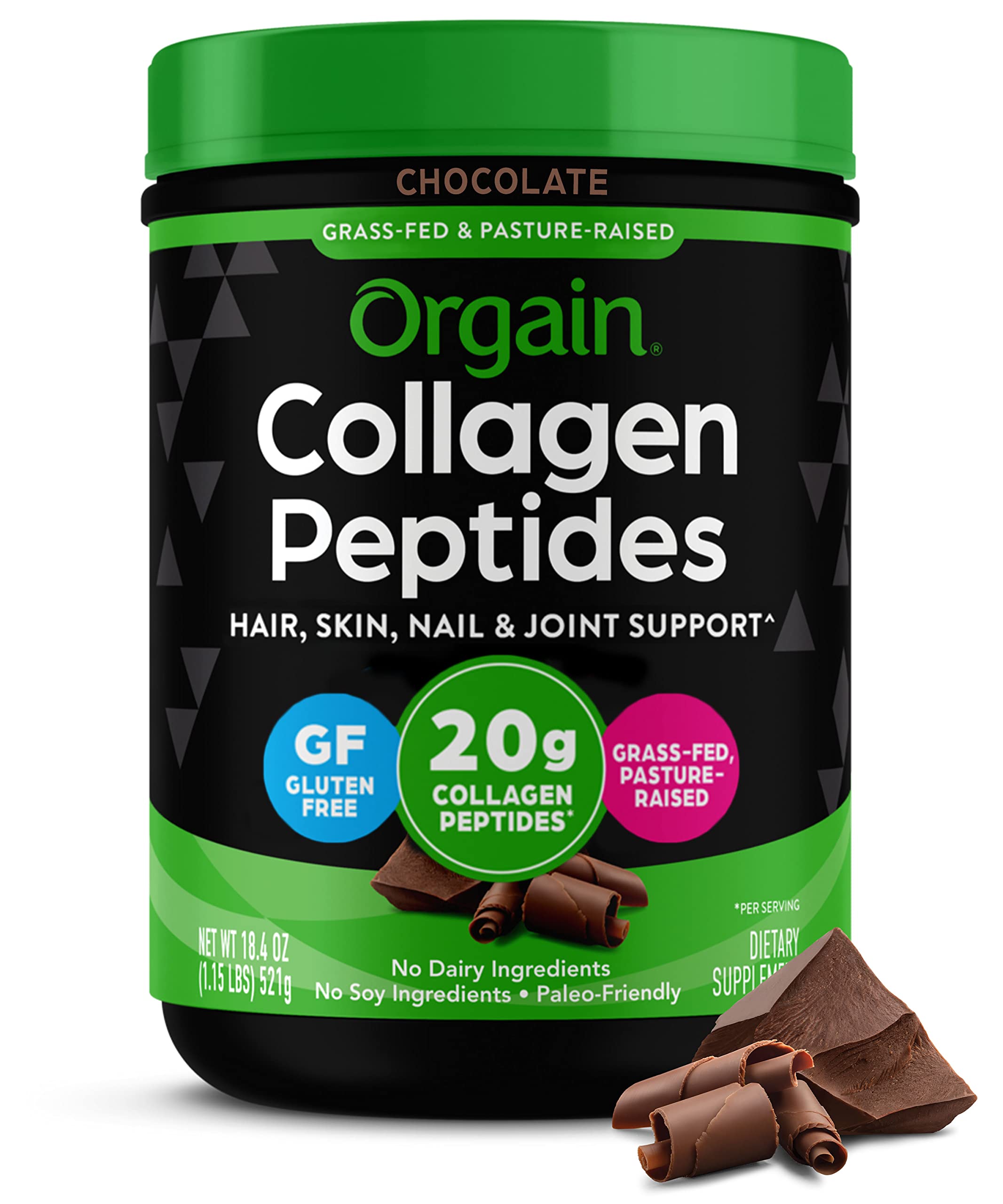 Orgain Hydrolyzed Collagen Peptides Powder For Women & Men, Chocolate, 20g Grass Fed Collagen - Hair, Skin, Nail, & Joint Support Supplement, Paleo & Keto, Non-GMO, Type I and III, 1lbOrgain Hydrolyzed Collagen Peptides Powder For Wo…