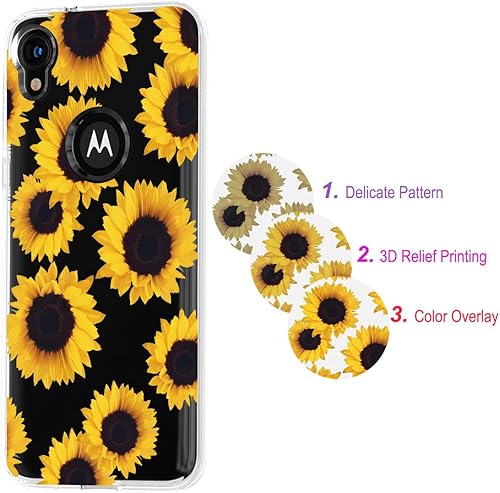 Miniatura 4 de Funda para Moto E6, para MotorolaE6 a prueba de golpes, transparente, floral, suave, flexible, TPU delgada, funda para Motorola Moto E6 2019 Girasol