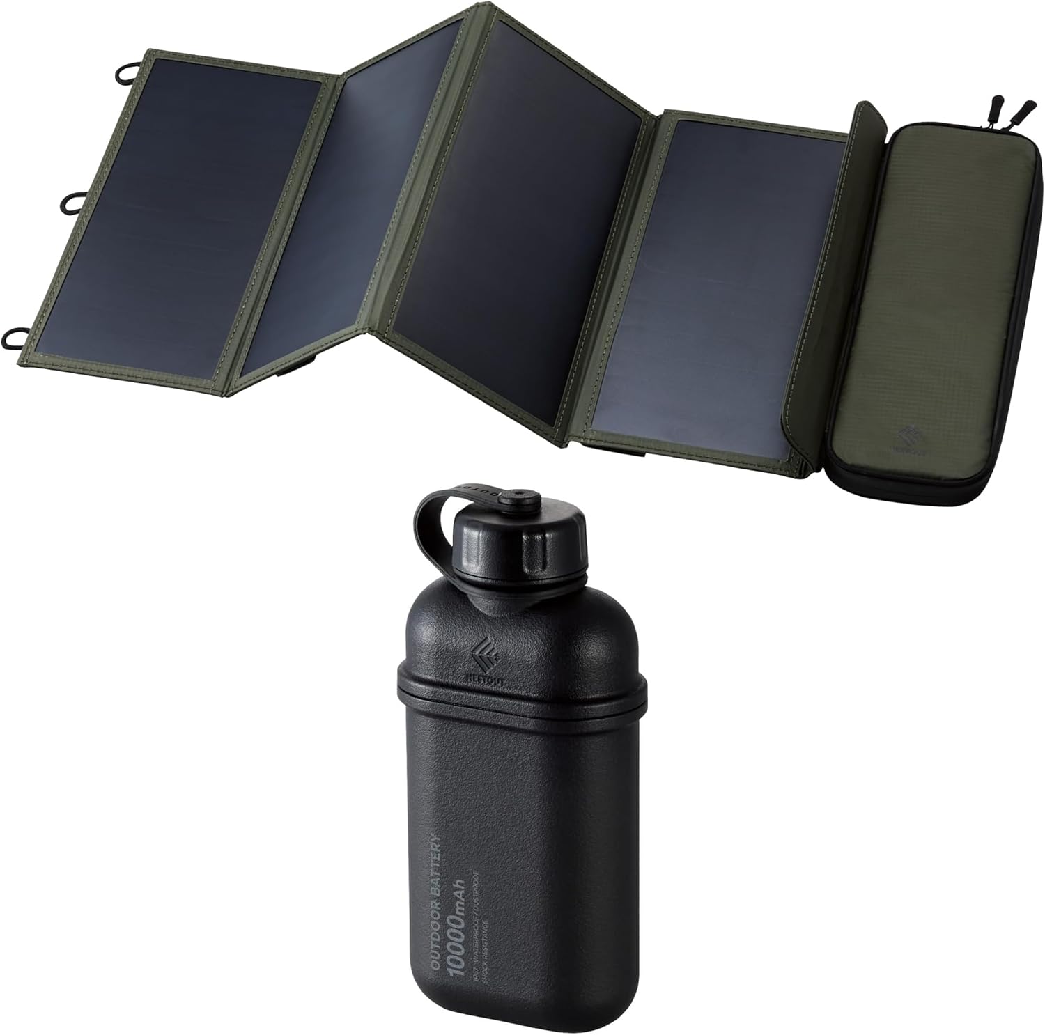 ELECOM NESTOUT 4-Panel Solar Panel Charger + 10000mAh Outdoor Power Bank (Beige)