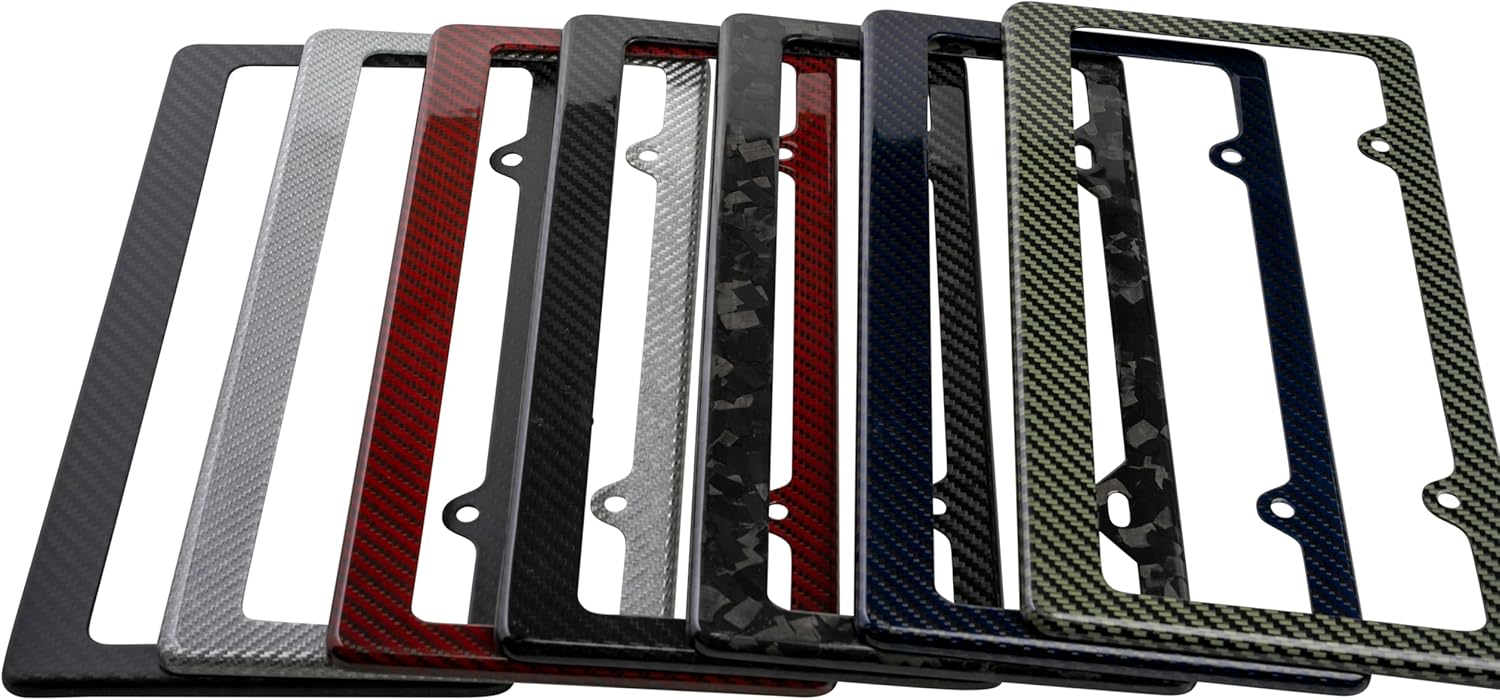 Car 100% Real 3k Twill Weave Forged Carbon Fiber License Plate Frame Cover, Glossy UV Protection, Lightweight. Front Rear Fit for USA/Canada/Mexico Standard Size 6.25"" x 12.25"" (Forged)