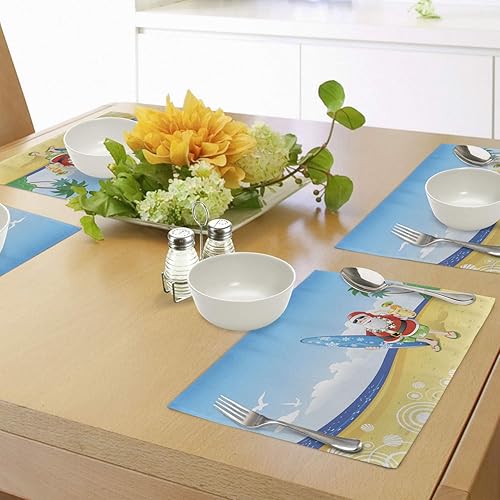 Miniatura 10 de Ambesonne Juego de 4 alfombrillas para Halloween con diseño de telaraña grunge Jack O Lanterns, estampado de terror de época del año, manteles