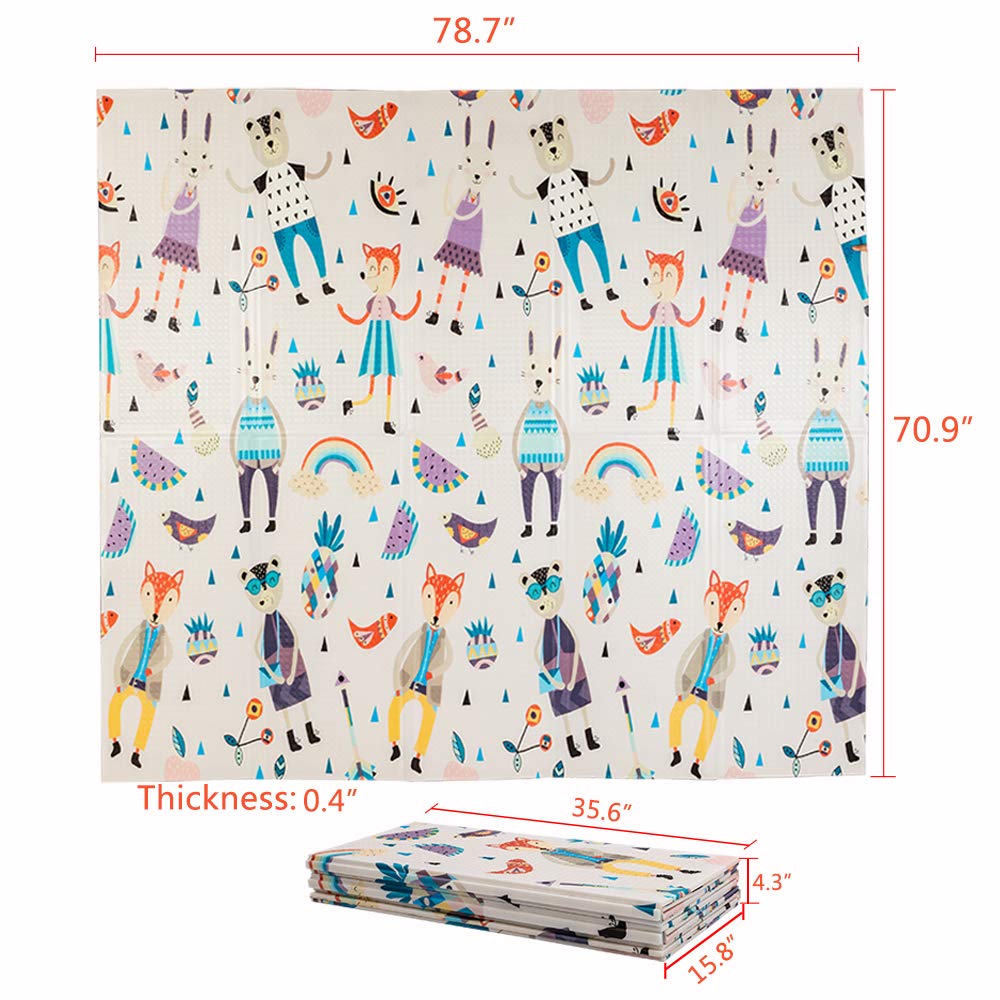 JOYMOR Baby Play Mat - Folding Toddlers Crawling Mat - Extra Large Foam Playmat for Infants - Waterproof Double-Sided Cushioned Floor Mat-Foldable & Reversable Playmat (78.7X 70.9 in)