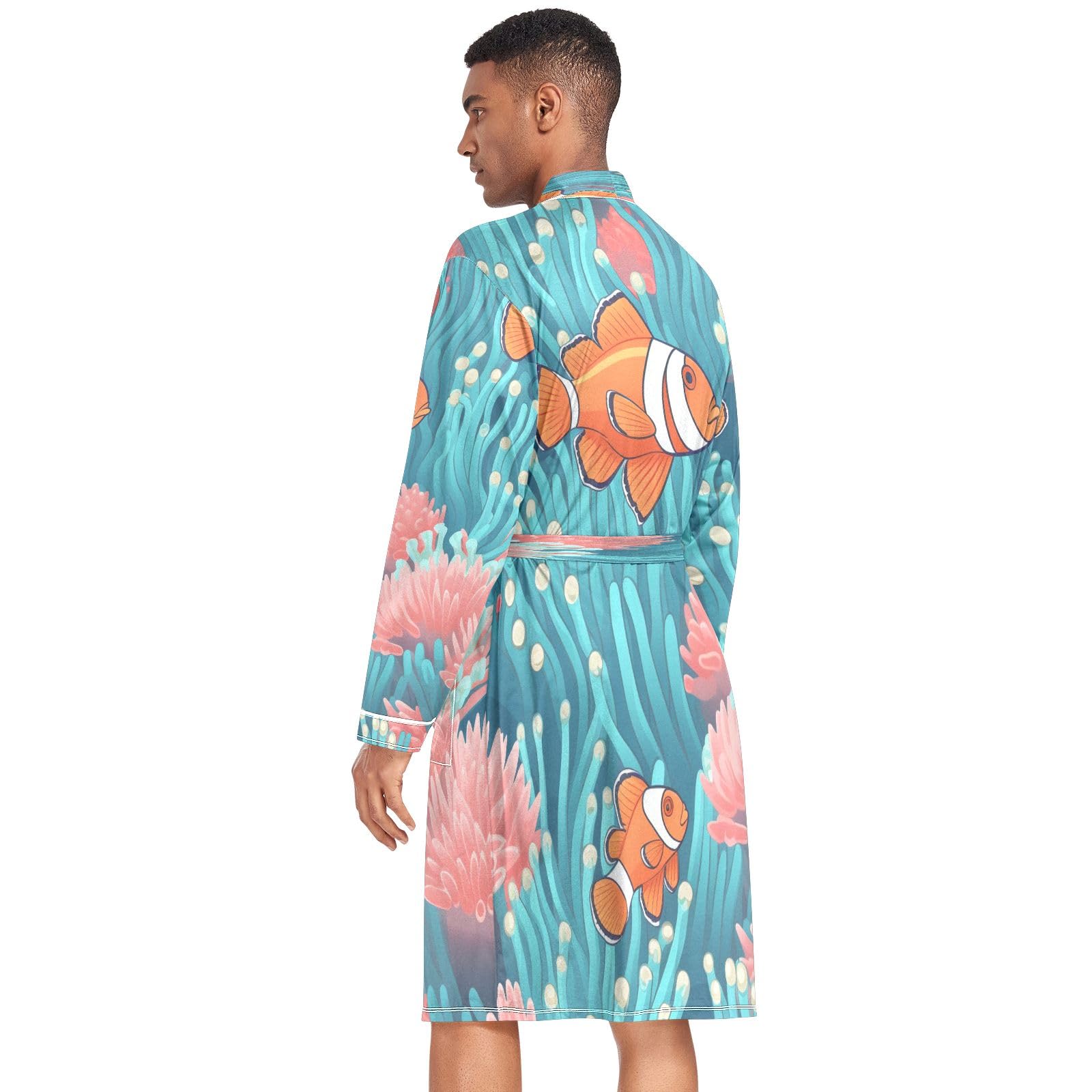 Fish Under The Sea - Accappatoio leggero da uomo, per spa