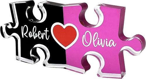 Personalized Puzzle Name Sign for Couples, Valentines Day Gifts for Her Him, 0.45in Thick Acrylic - Love Is The Piece That Holds Us Together,