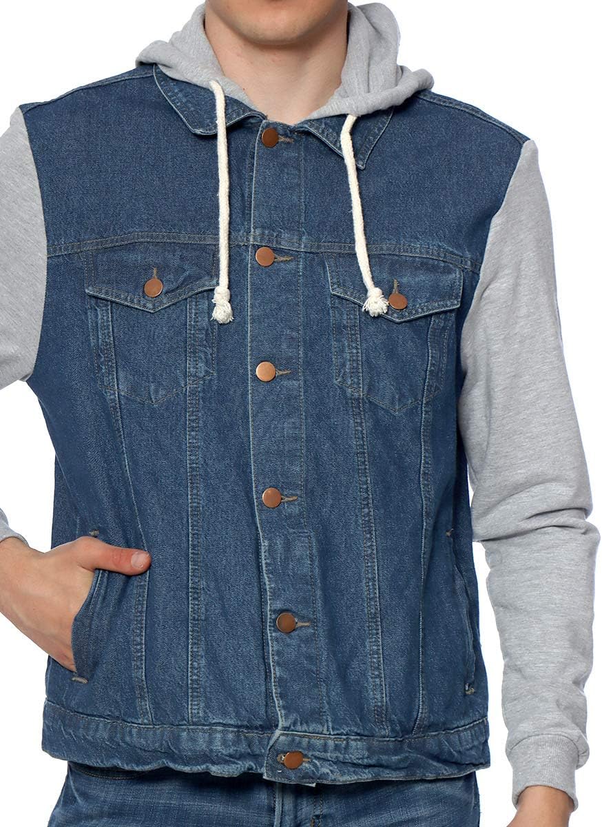 Chamarra de Mezclilla para Hombre, con sudadera integrada y gorrito, con  Botones y bolsas a los costados. (CH) : Amazon.com.mx: Ropa, Zapatos y  Accesorios