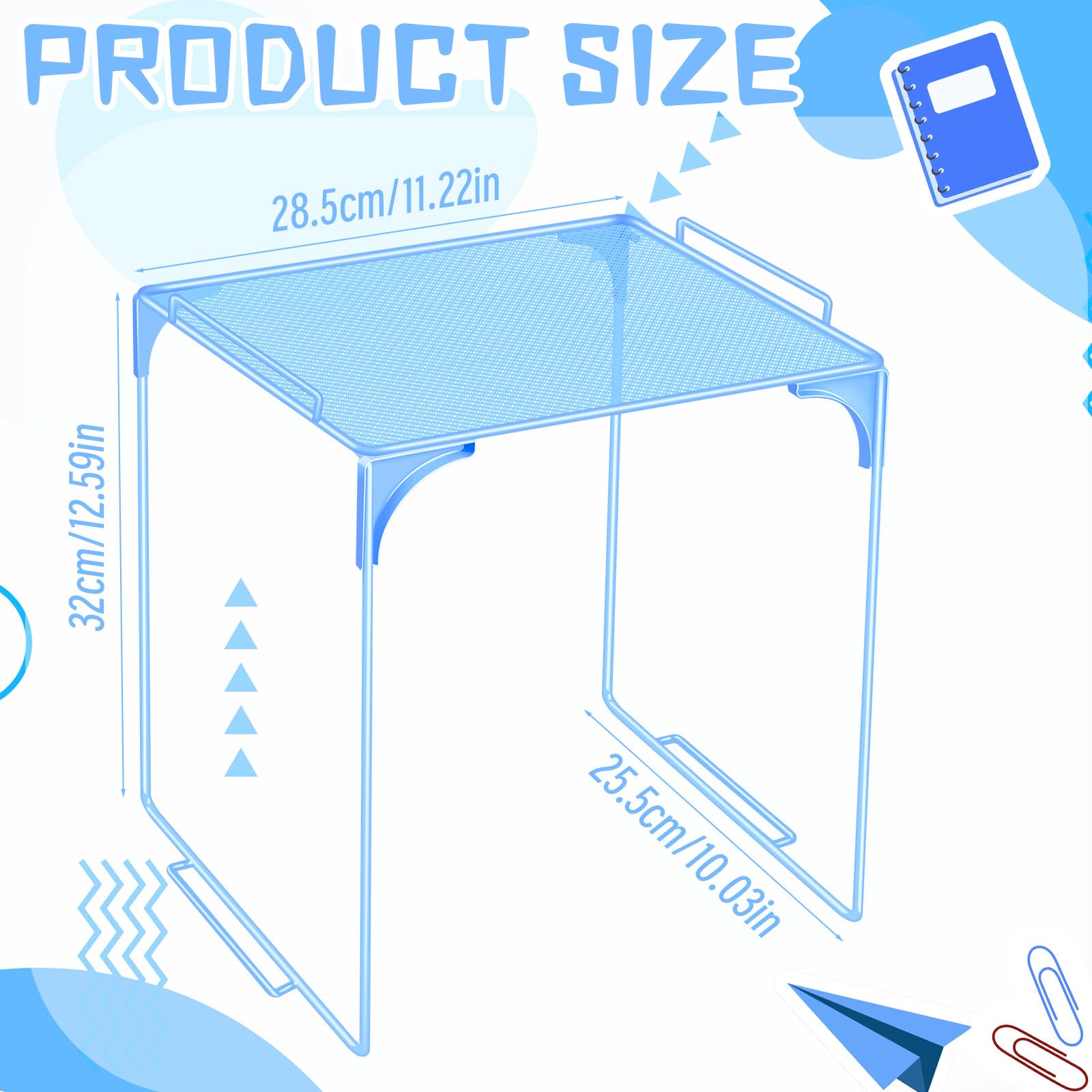 Demonwer Locker Organizer Shelf Blue Stackable Extra Locker Shelf Storage Cabinet Accessories for School Office Home Gym Supplies