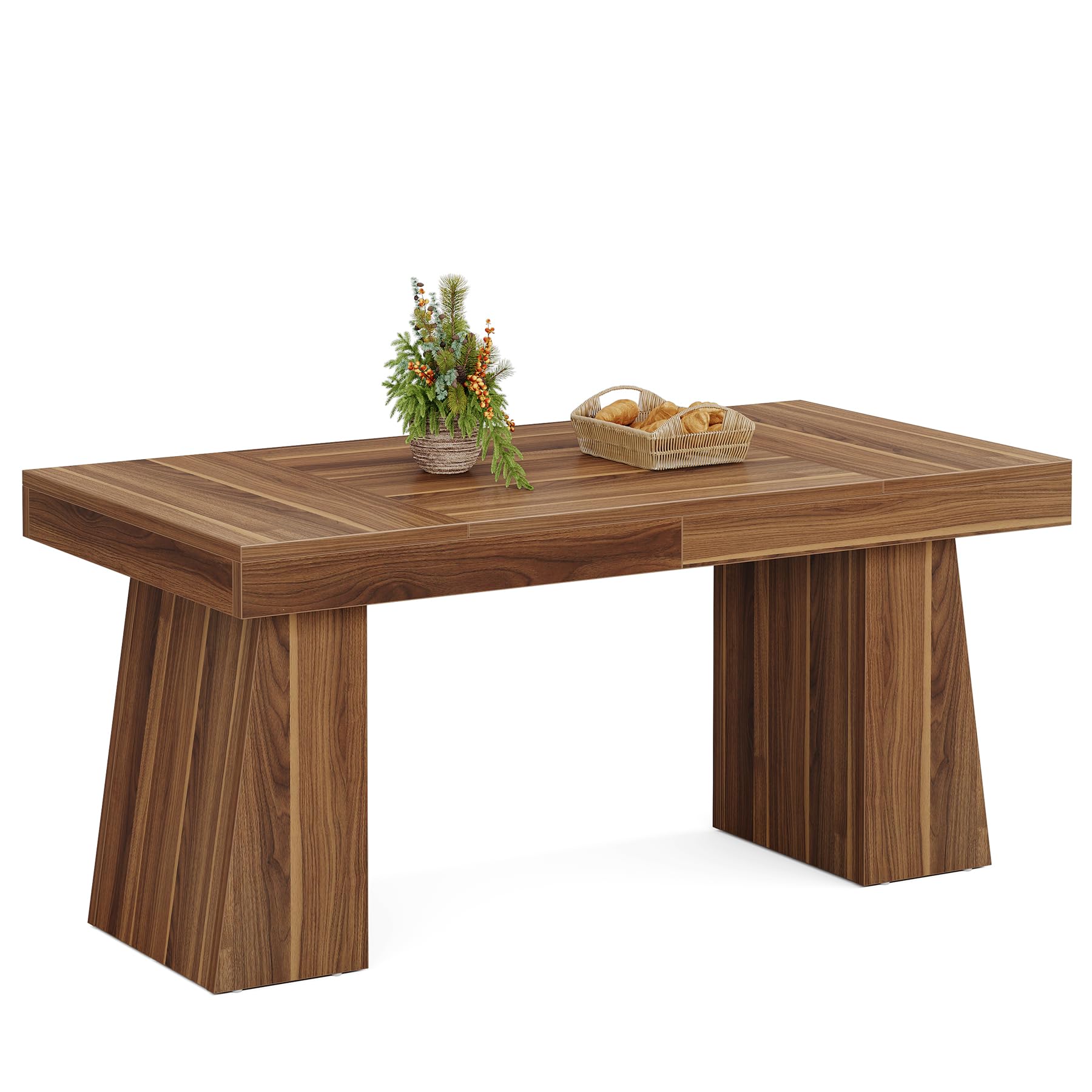 Tribesigns Mesa de Comedor 140 cm para 4-6 Personas, Mesa de Comedor Rectangular para Cocina, marrón