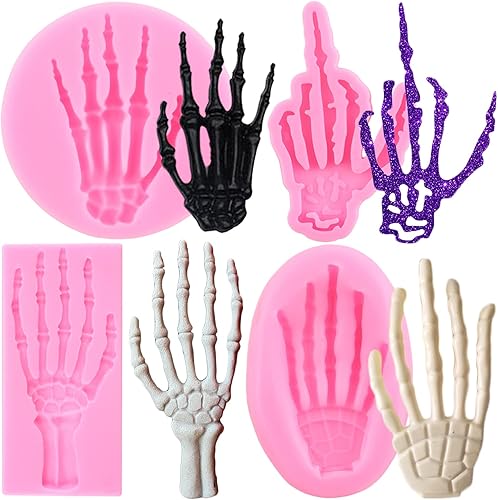 Zixiang Moldes de silicona de Halloween con diseño de esqueleto para decoración de pasteles, pasta de chicles de chocolate, caramelo de arcilla