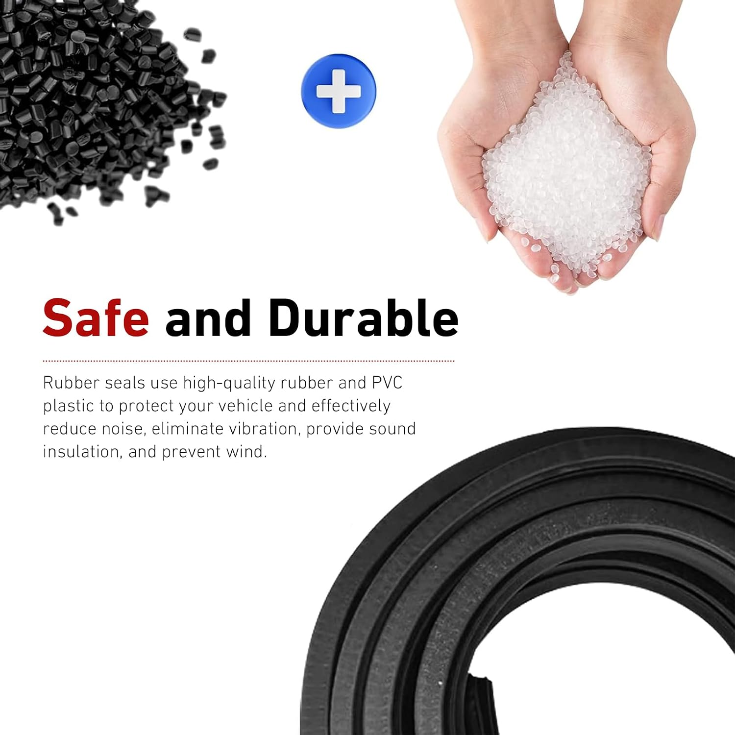 10 Ft Car Door Weather Stripping, Soundproofing Noise Reduction Strip, Rubber Waterproof Seal Buffer Trim for Side Window & Door & Trunk, DIY Cuttable Accessory for Cars SUVs Trucks (Black)