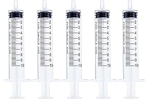 5 Pack 10ml Plastic Syringe with Caps