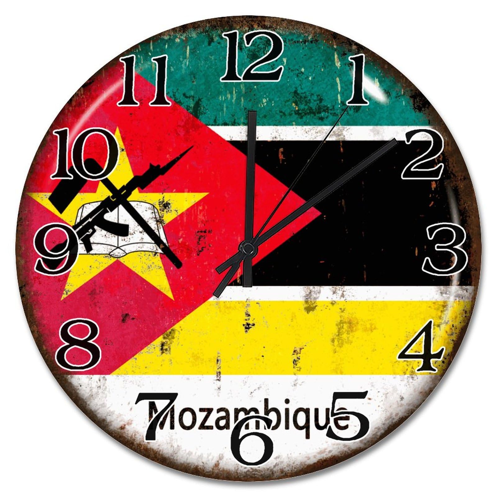 Horloge murale du Mozambique ronde de 38 cm pour salon chaleureux