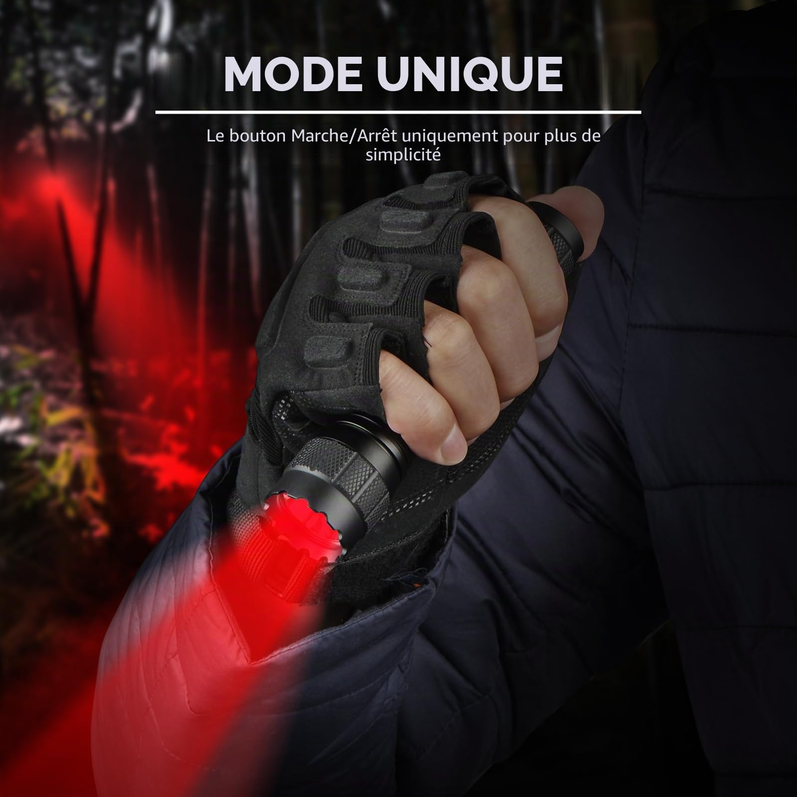 UltraFire WF-501R PRO Lampe de poche LED à lumière rouge 620-630 nm 10 W Mode unique Lumière rouge 200 m Pour chasse de nuit, observation de nuit, astrophotographie WF-501R PRO