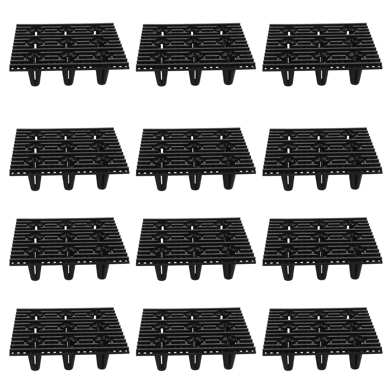 KICHOUSE 12pcs Pot Feet for Outdoor Planters - 4.7 Inch Plastic Plant Pot Lifter Risers - Root Protection Mesh Pads for Balcony Or Patio Planters