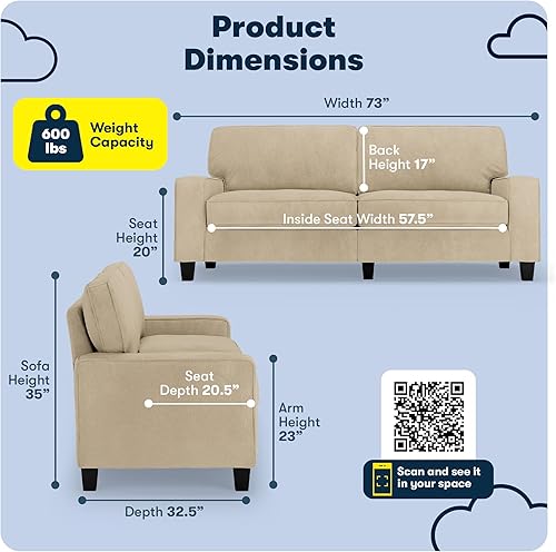 Miniatura 320 de Serta Palisades Sofás Tapizados para Sala, Sofá de Diseño Moderno, Tela, gris (Glacial Gray) gris (Glacial Gray),Beige,Marrón,Alforfón Beige,Marrón