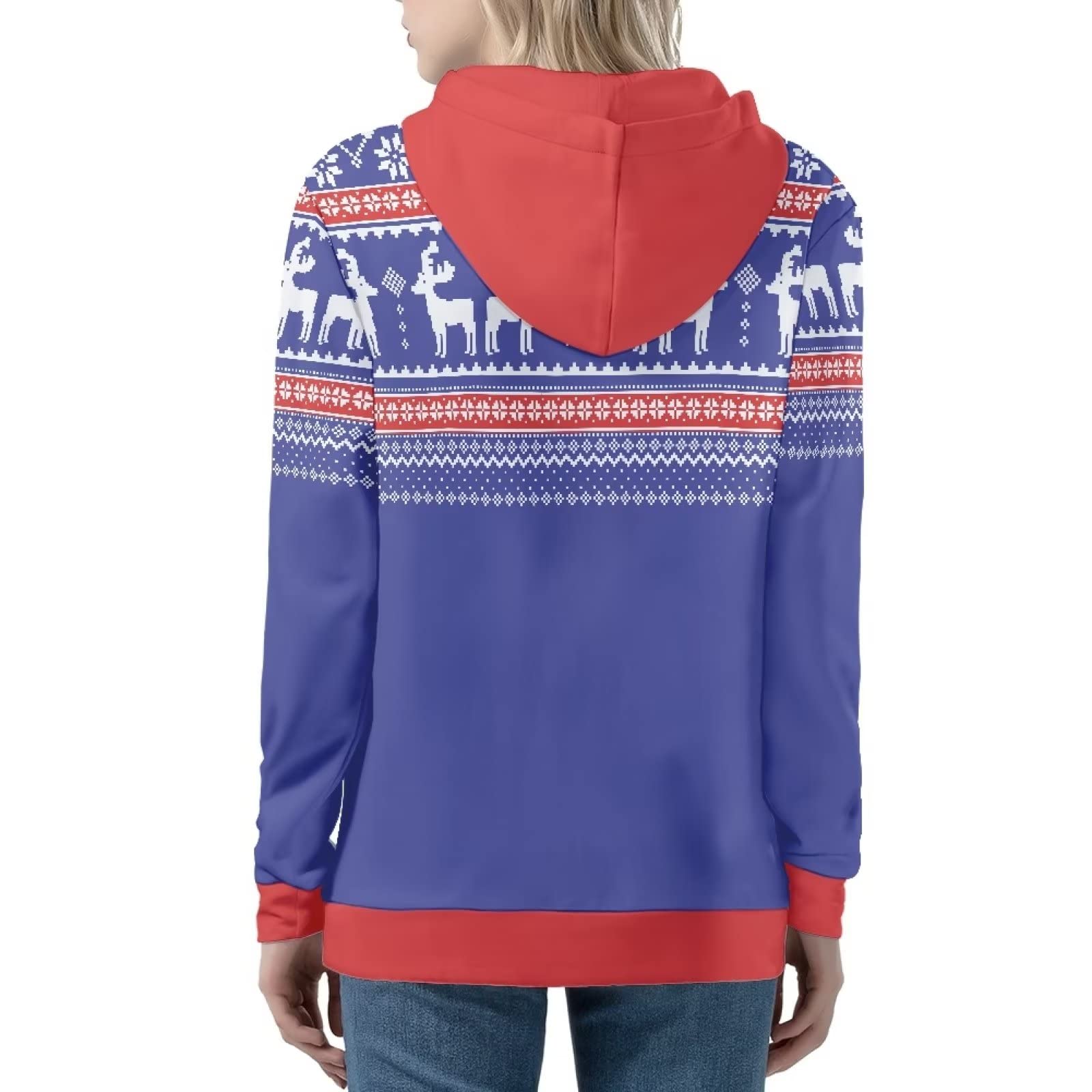 HUIACONG Bluza z kapturem zapinana na zamek błyskawiczny, damska bluza dla nastolatek, rozmiar XS-5XL, sweter z kapturem, Fioletowy czerwony łoś, 4XL