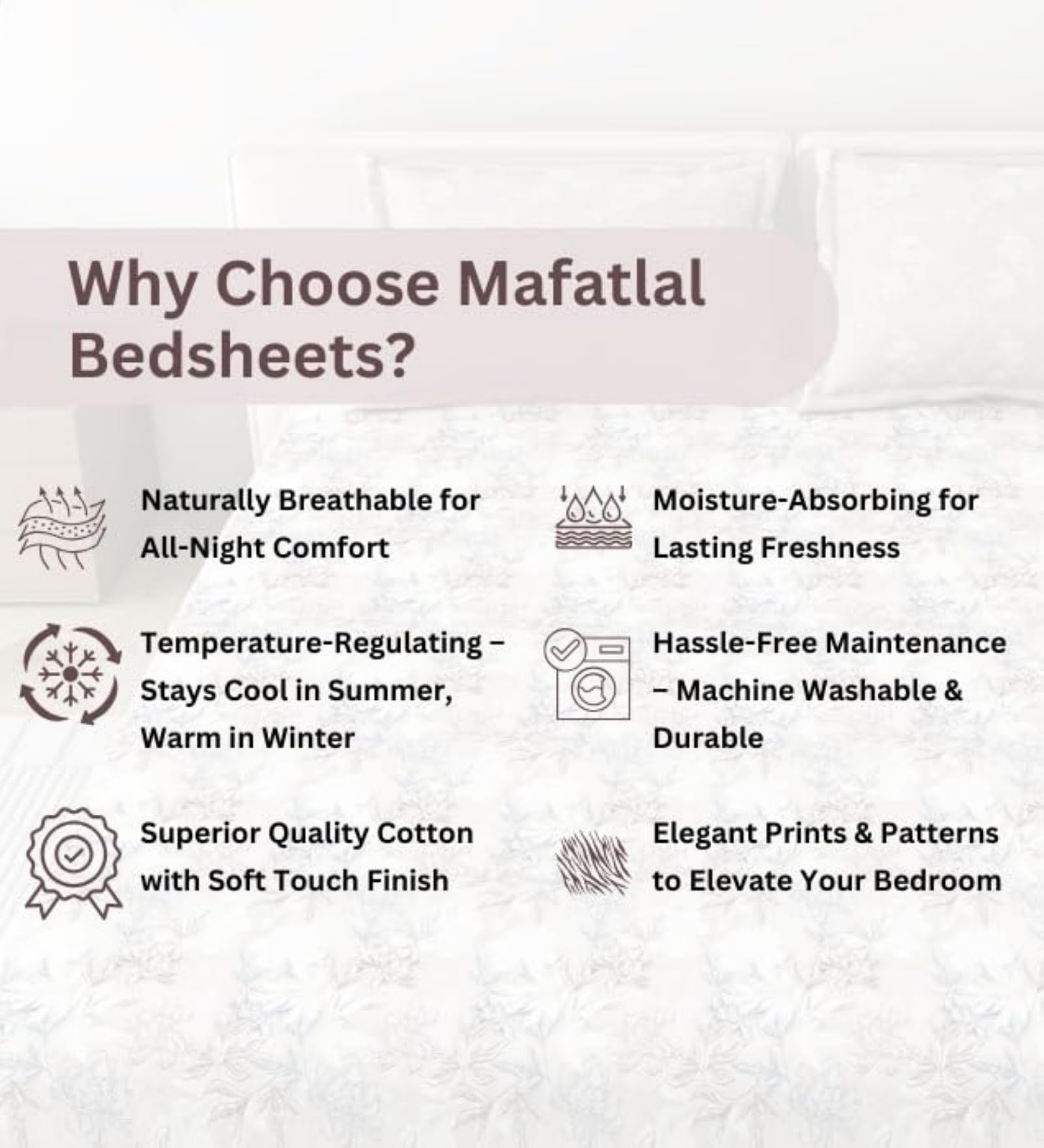 Mafatlal King Size Bedsheet - Beige Blue Leaf Print -6