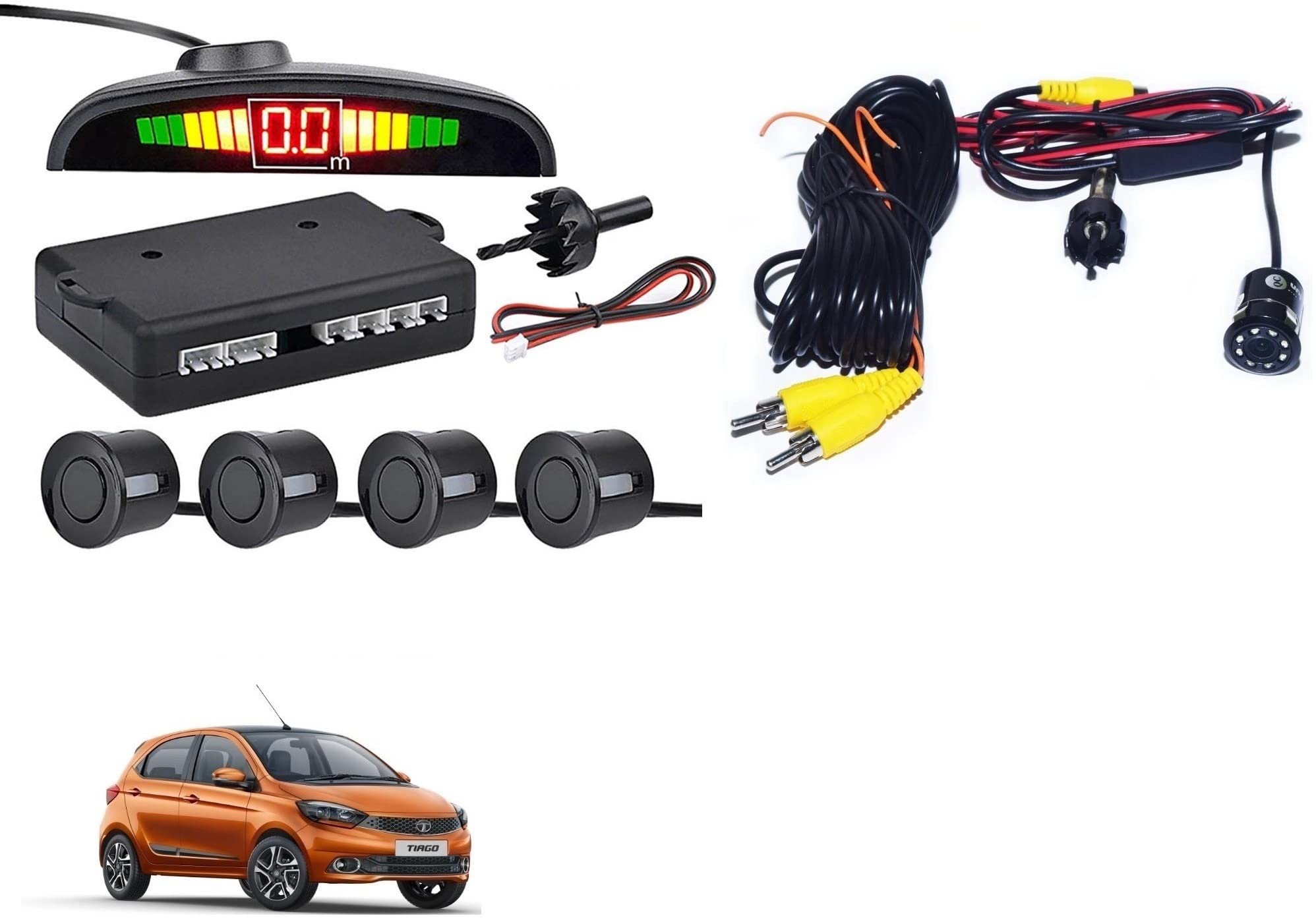 Auto Addict CAR Reverse Parking System Combo Black Parking Sensor with Reverse Parking Camera for Tata Tiago-image-15