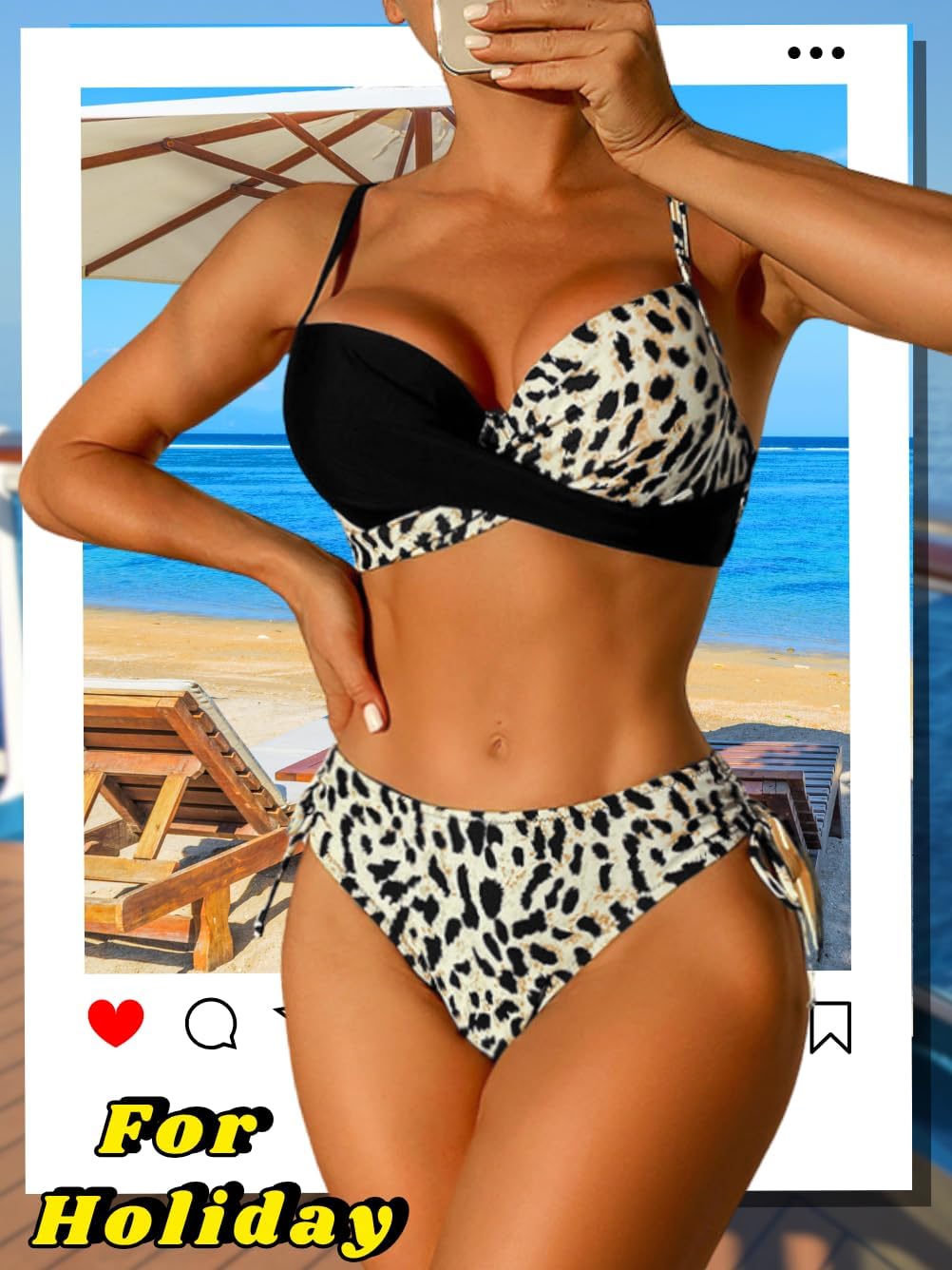 Cheetah Print Bikini Sets, Push Up Swimsuits, B Cups and Above