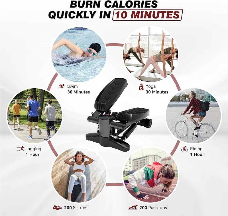 Tohoyard Mini Stepper 150 kg Ellenállásos Szalagokkal és LCD Kijelzővel