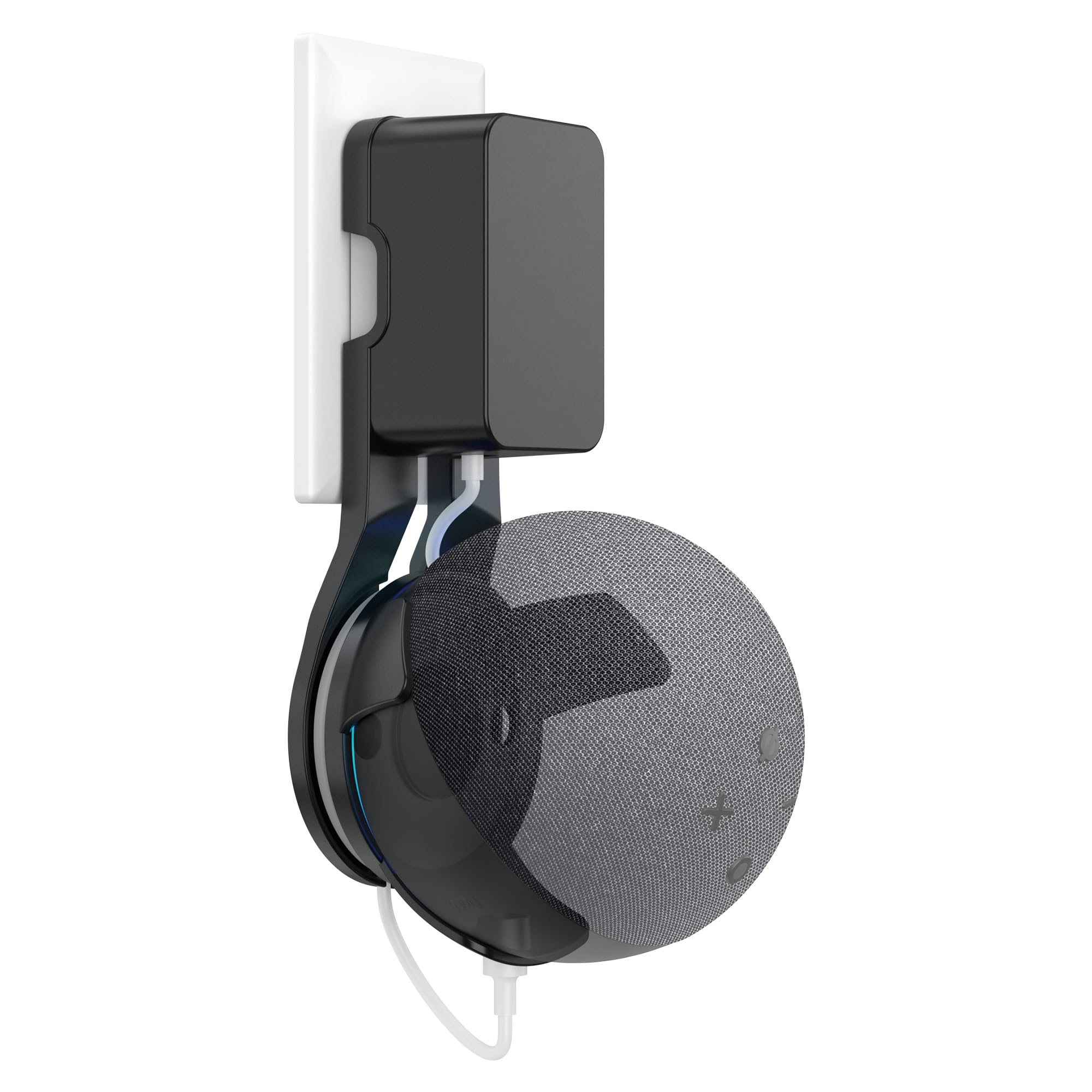 PlusAcc Soporte de Pared para Echo Dot 5ª Generación, no Requiere Tornillos (Negro)