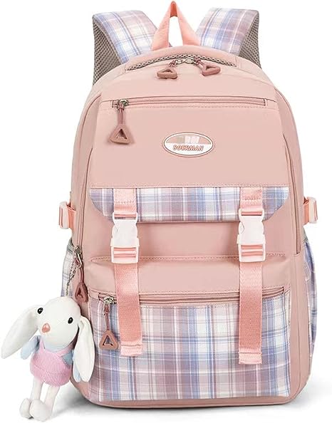 Amazon Co Jp リュック キッズ 男の子 女の子 バックパック リュックサック 子供 大容量 キッズバッグ ジュニア 小学生 中学生 格子柄 通学 修学 旅行遠足 ハイキング 旅行 おしゃれ リュック誕生日 プレゼント ピンク シューズ バッグ