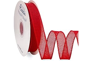 Ribbli Wired Red Burlap Ribbon - 1 Inch x 20 Yards