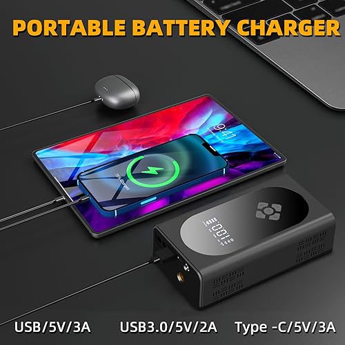 Miniatura 5 de Q12 4000A 150PSI Arrancador con compresor de aire, paquete de batería de arranque (hasta 10.0L de gasolina8.0L diesel), con pantalla grande,